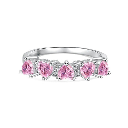 Sterling silver zircon rhinestone ring with adjustable open band in heart, wave, U-shape, drop and geometric designs