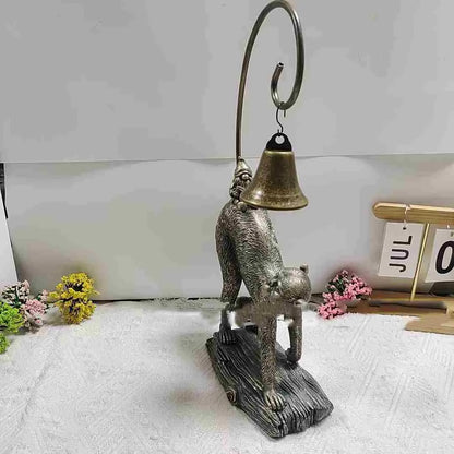 Bronze resin cat solar garden lamp for outdoor courtyard and garden decoration