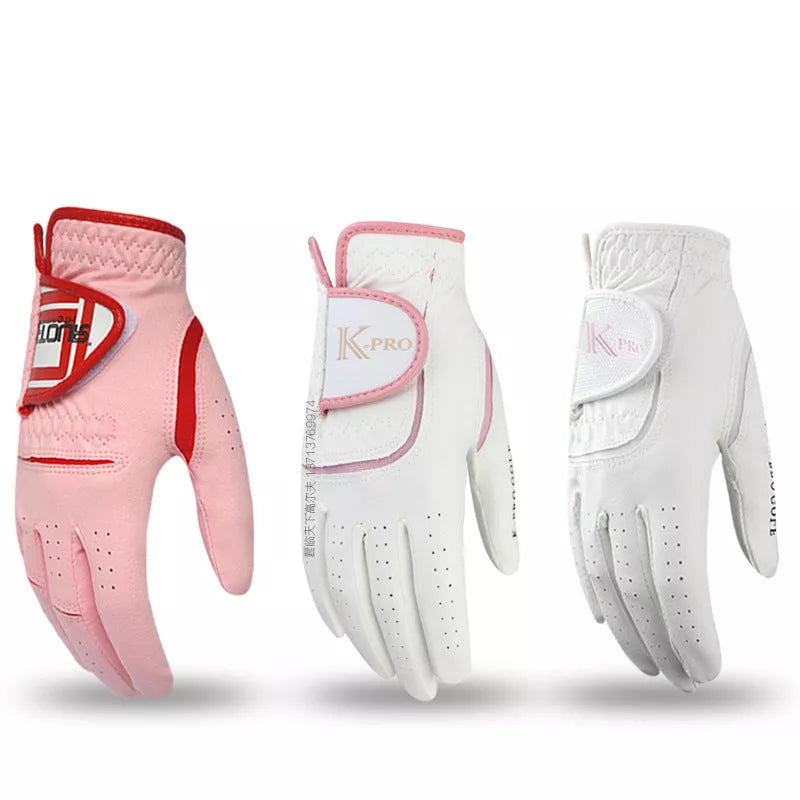 Women's microfiber golf gloves with anti-skid grip and breathable fabric