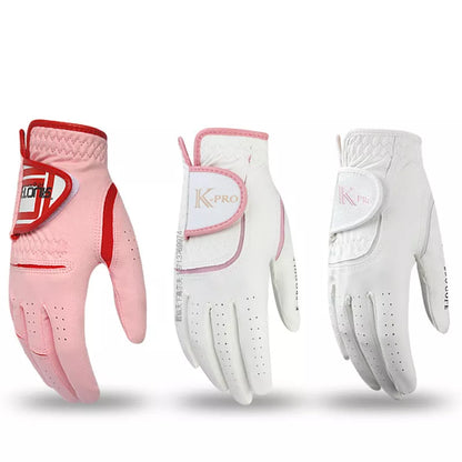 Women's microfiber golf gloves with anti-skid grip and breathable fabric