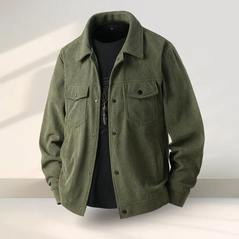 Men's slim fit casual coat in Vinylon and Lycra fabric, shown in black.