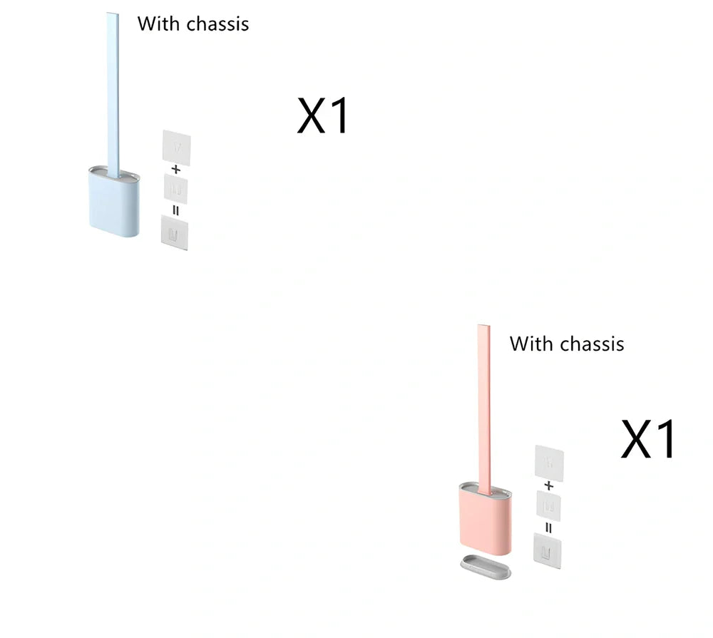 Wall-mounted soft toilet brush with silicone bristles and cover in midnight green colour