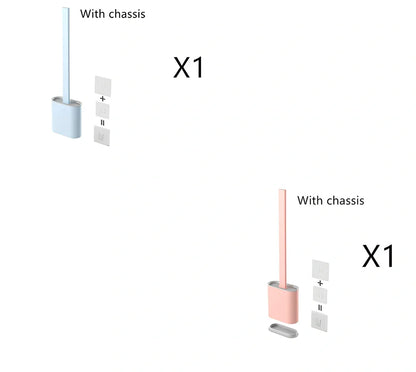 Wall-mounted soft toilet brush with silicone bristles and cover in midnight green colour