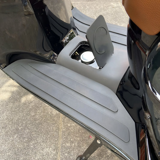 3D rubber motorcycle front foot pad accessory in black/grey or bronze/gold colour options.