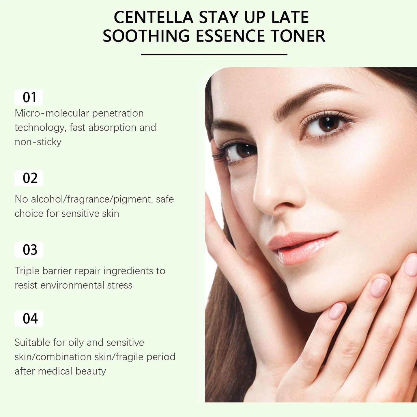 Centella asiatica soothing toner lotion bottle 120ml with hydrating ingredients
