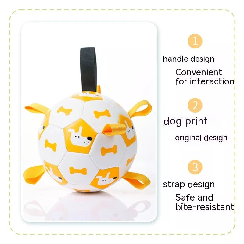 Interactive dog football toy with cute printing, perfect for outdoor training and play