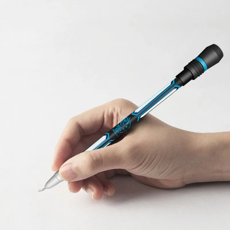 Frosted silica gel anti-slip rotary pen with 0.35mm fine writing tip showing textured grip surface