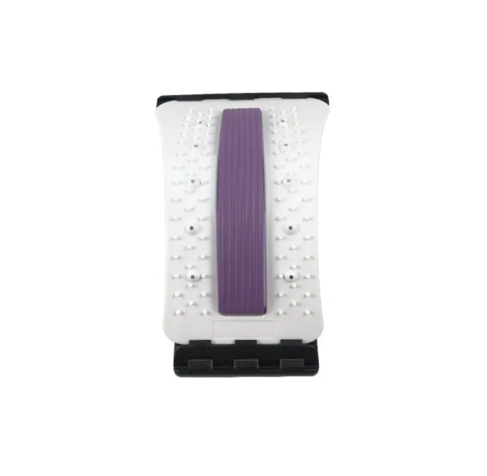 Purple lumbar stretcher with four-gear adjustable height, PP and NBR foam, sponge strip, 150KG capacity.