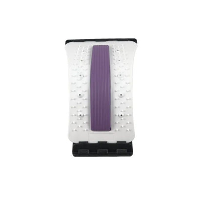 Purple lumbar stretcher with four-gear adjustable height, PP and NBR foam, sponge strip, 150KG capacity.
