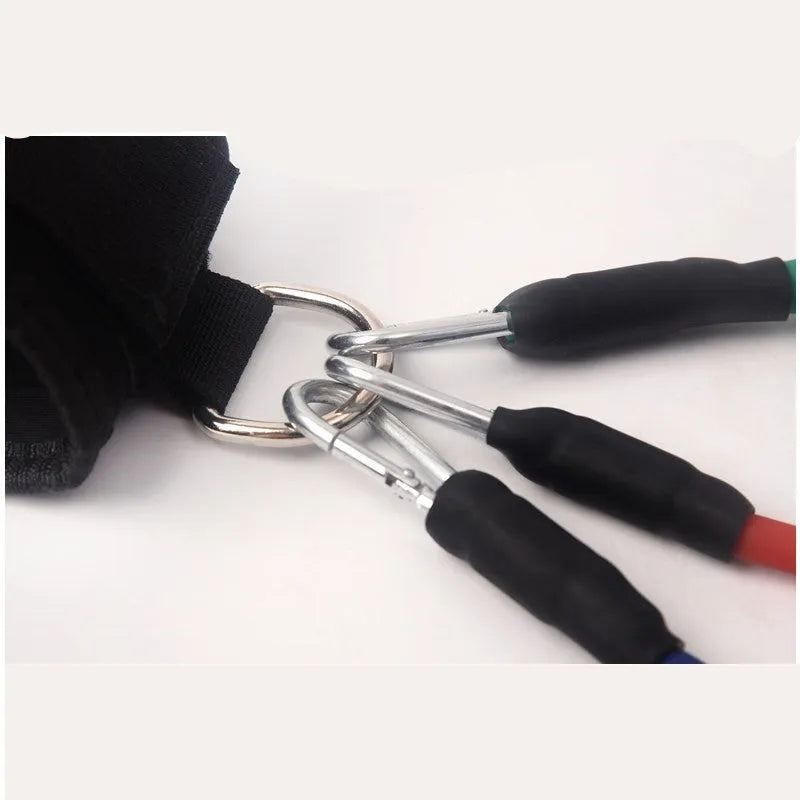 Black pull rope set for Taekwondo leg strength training with adjustable resistance