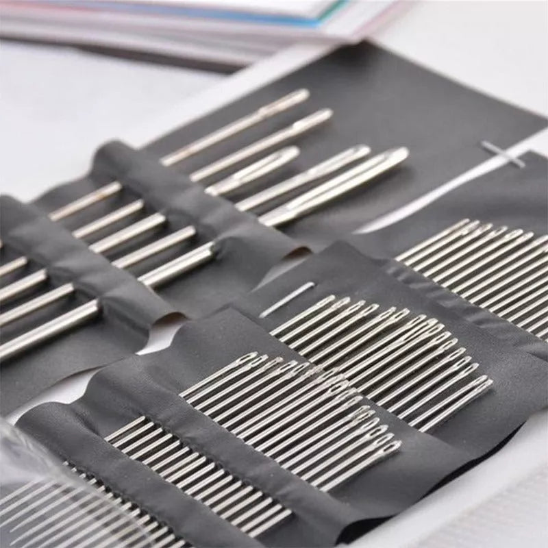 Silver Hand Sewing Needle Set with 55 pieces for DIY and professional sewing projects