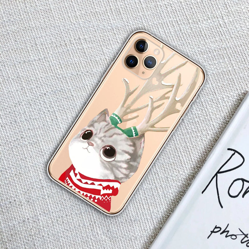 Christmas Transparent Phone Case with Festive Design for iPhone 11, 11 Pro, 11 Pro Max, 5S, 6, 6S, 6 Plus, 6S Plus, 7, 8, 7 Plus, 8 Plus, X, XS, XR and XS Max