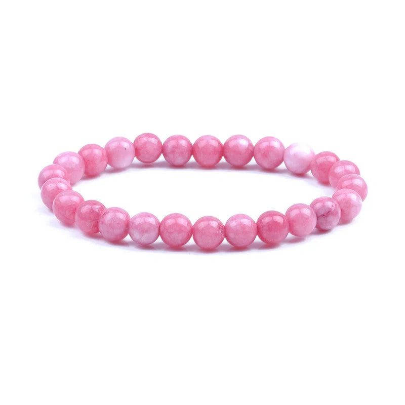 Natural Black Lava Rock and White Stone Stretch Bracelet with anti-fatigue benefits