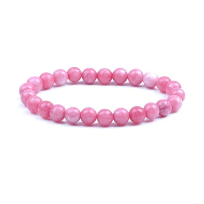 Natural Black Lava Rock and White Stone Stretch Bracelet with anti-fatigue benefits