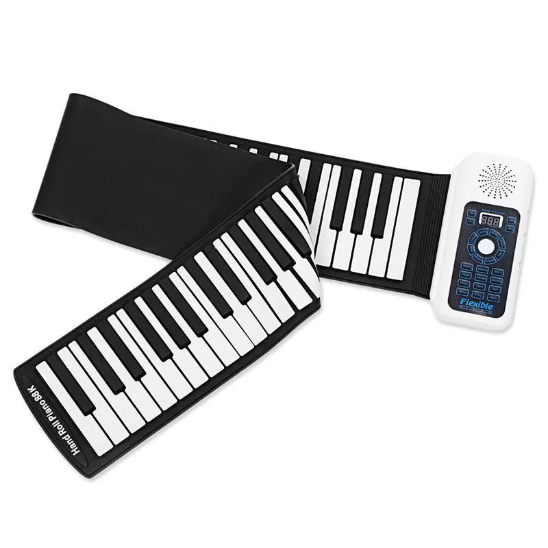 Hand-rolled electronic piano with 88 keys in white and black