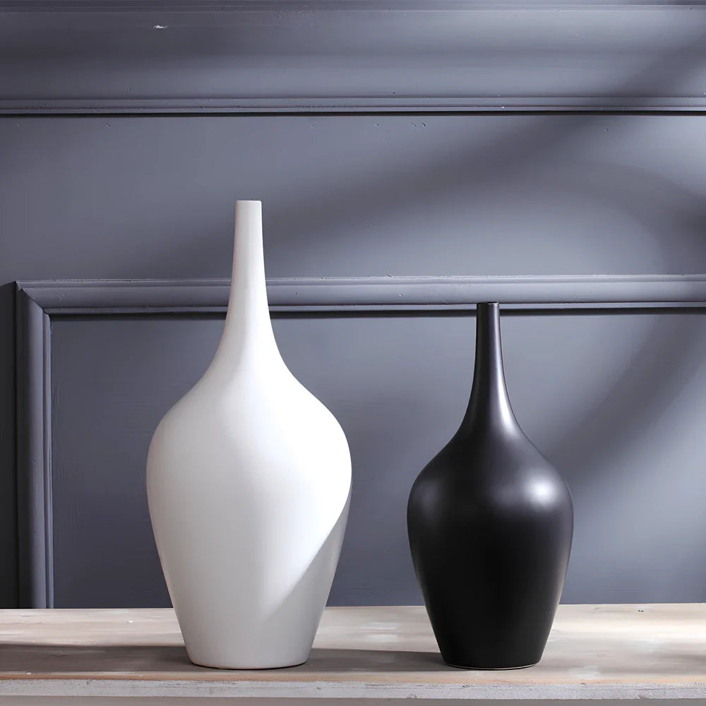 White ceramic tall vase with matte finish measuring 160mm height for flower arrangements
