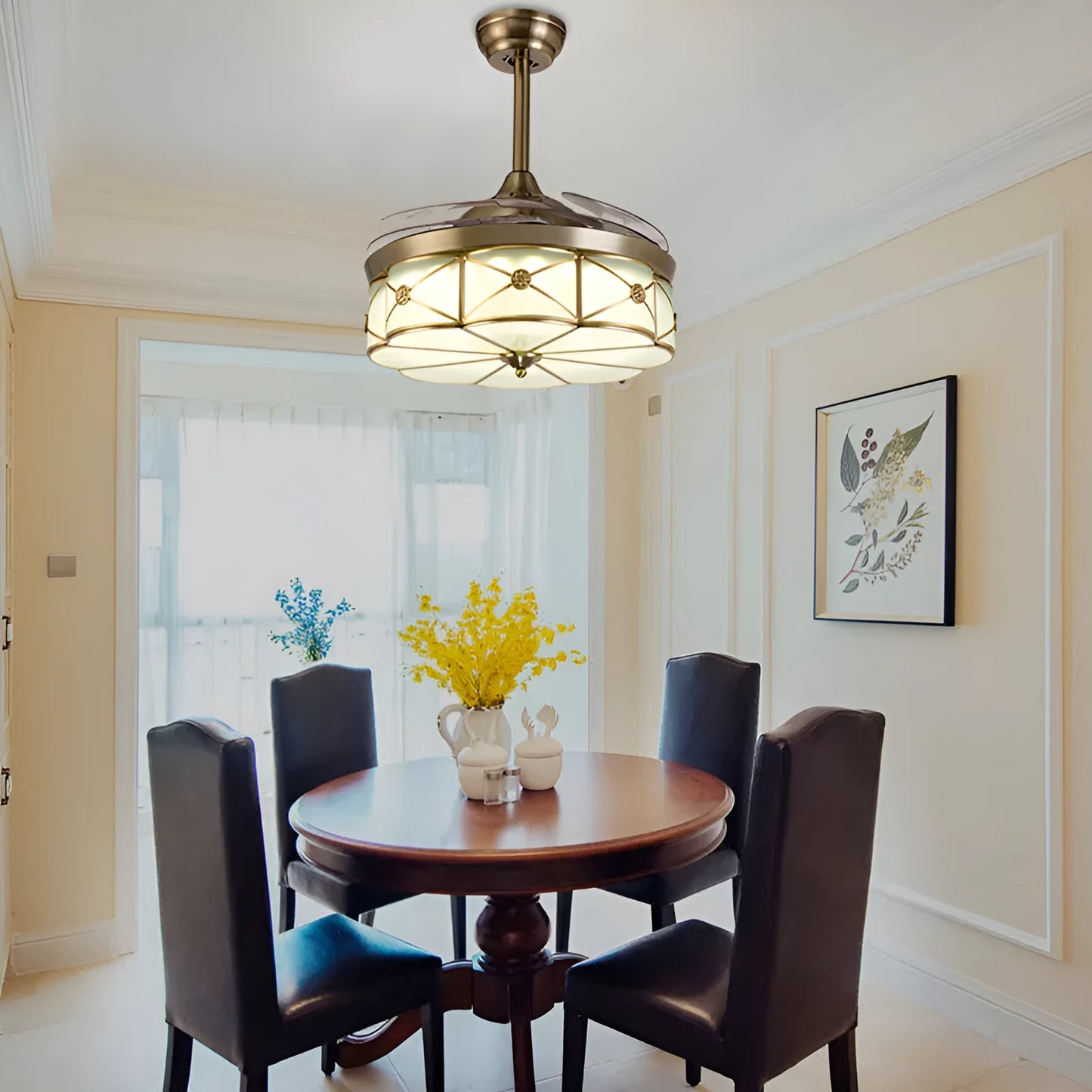 42-inch gold ceiling fan light with invisible blades and remote control