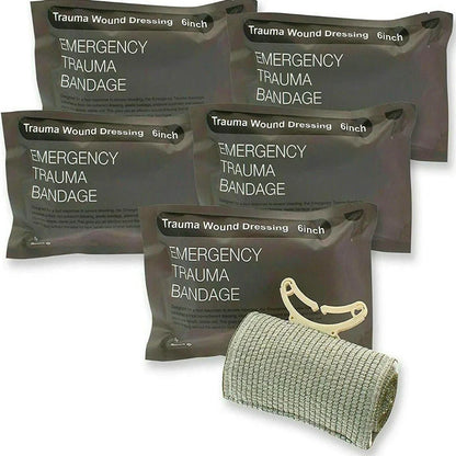 Taupe camouflage tactical bag 20x13x11cm holding Outdoor Travel Survival First Aid Kit with tourniquet, bandages, and blanket for emergency use