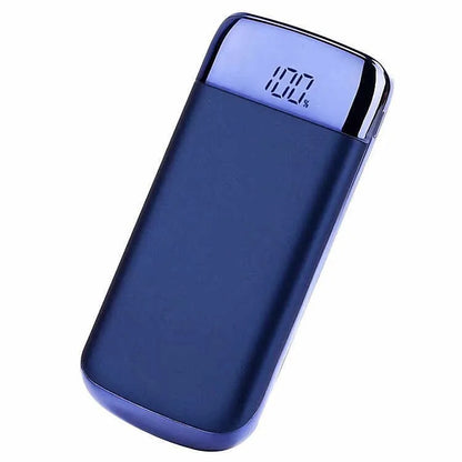 Y10 black portable power bank with LCD display showing battery percentage and two USB ports