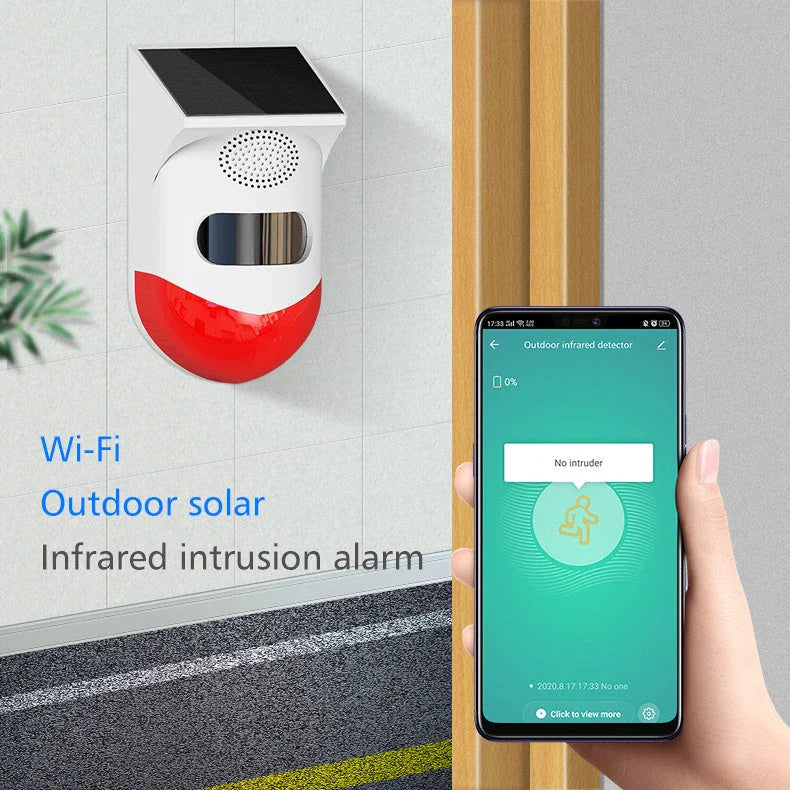 Intelligent solar-powered alarm system with infrared motion detection for enhanced home security