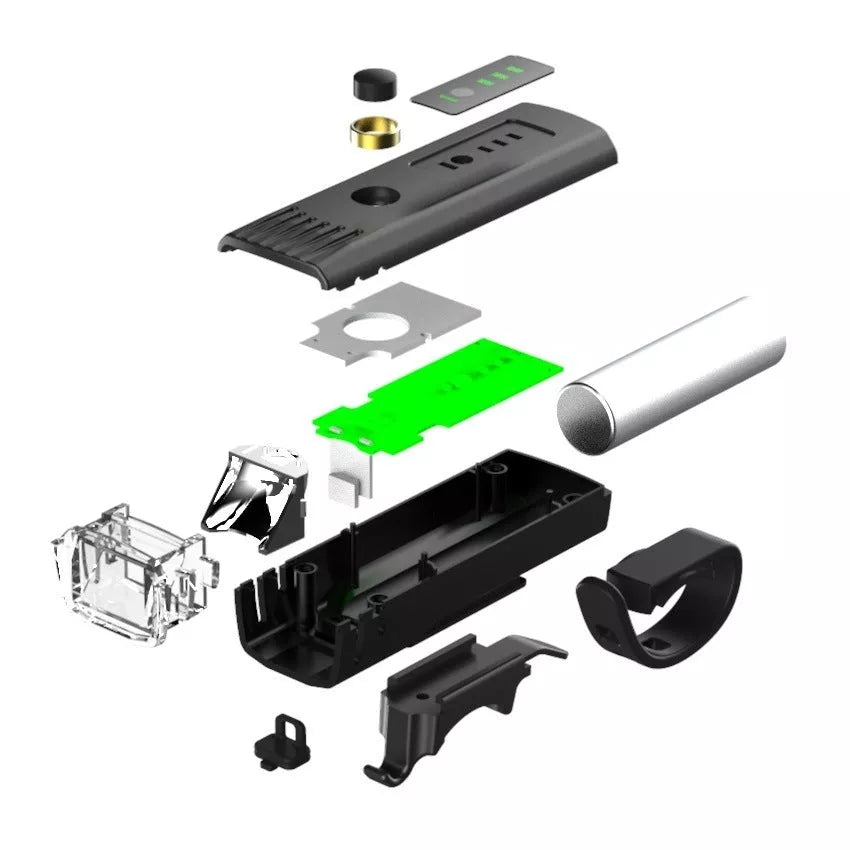 Black LED night bike light with USB charging port, 1500 mAh battery