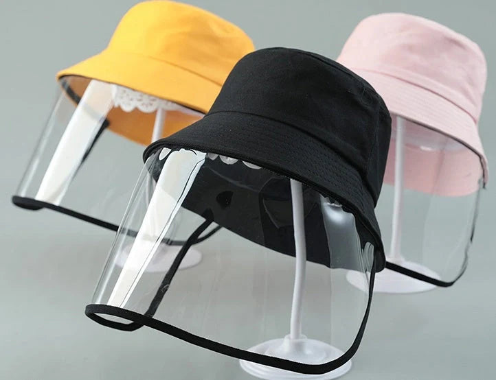Kids Anti-spitting Protective Hat with transparent PVC shield for clear visibility and protection