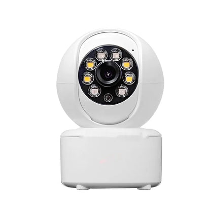 Indoor 1080p HD home surveillance camera with ceiling mount bracket on a white background.