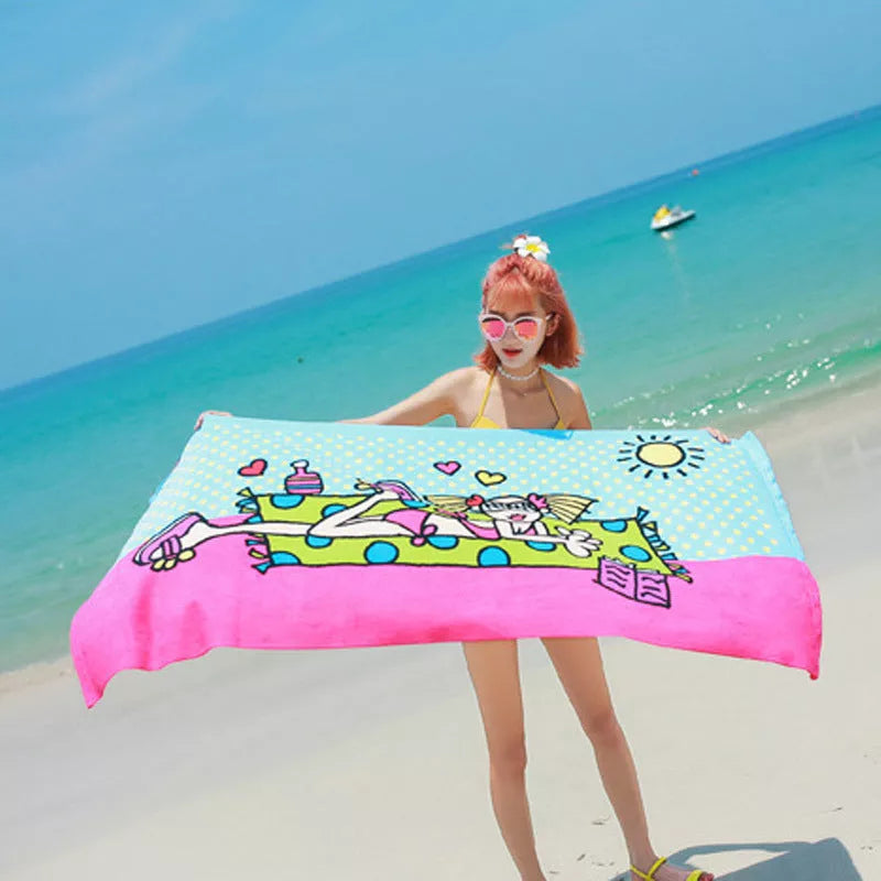 Microfiber swimming towel with flower color design, quick-dry and lightweight