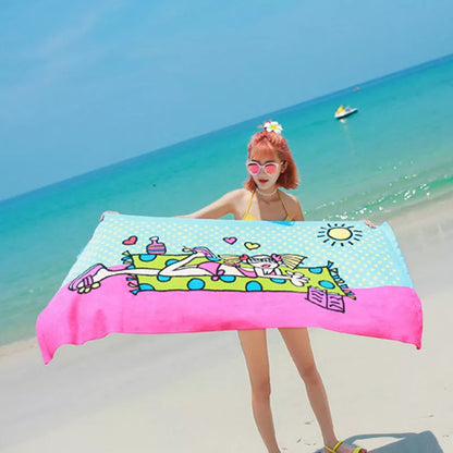 Microfiber swimming towel with flower color design, quick-dry and lightweight