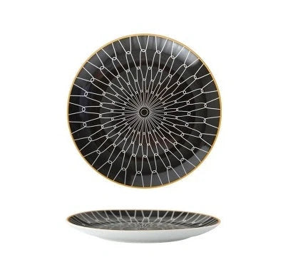 Nordic style geometric ceramic plate set for elegant dining