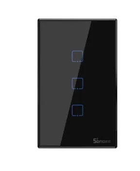 Smart wall switch with tempered glass panel, touch control, 220-250V 10A, 120mm mounting hole distance