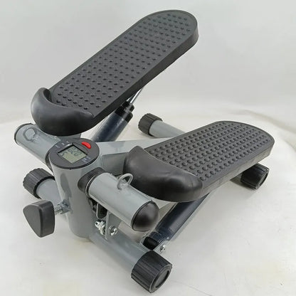 Silver grey hydraulic mini treadmill with stepping pedals for home waist slimming exercises