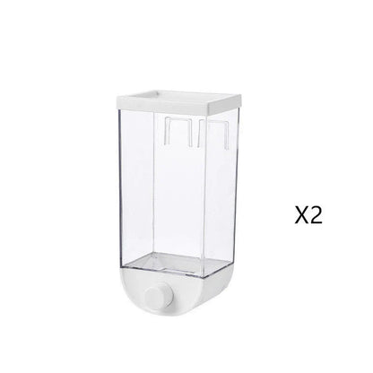Sleek kitchen storage canister with cereal dispenser and wall-mountable design for organized, space-saving storage