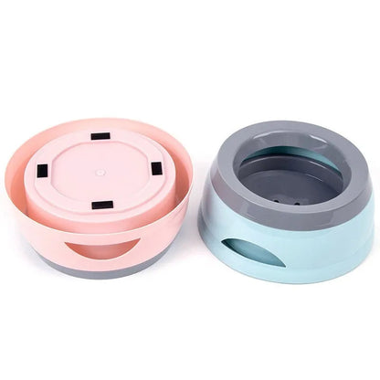 Grey plastic no-spill floating pet bowl for dogs and cats with 750ml capacity.