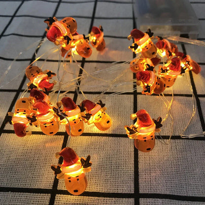 LED string lights with Santa Claus and snowflakes for Christmas decor