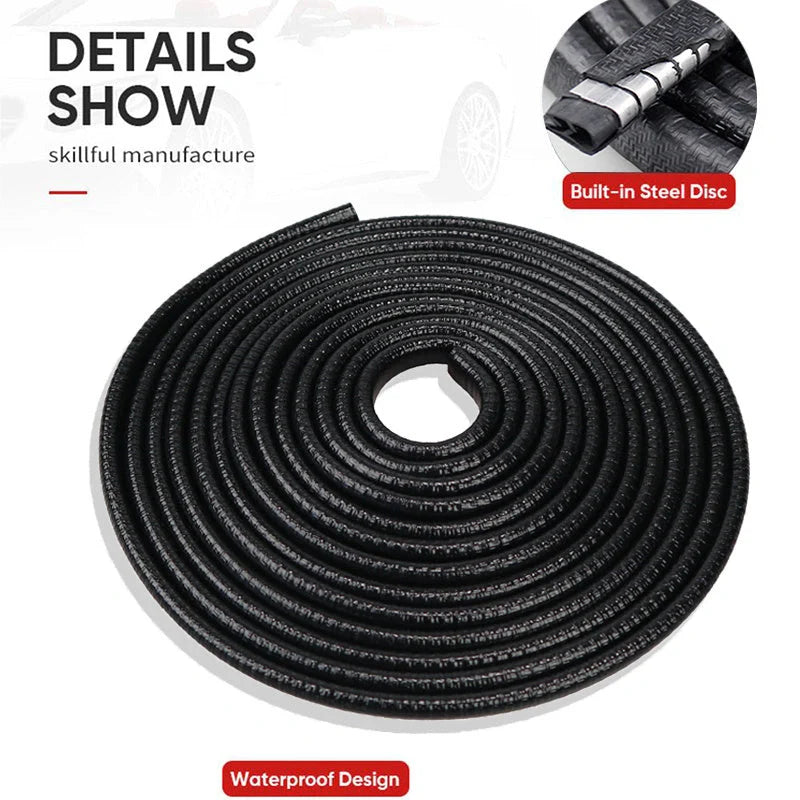 Universal car door anti-collision strip with built-in steel disc for scratch protection