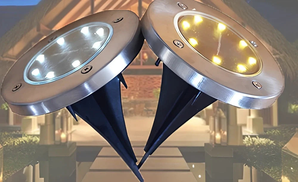 8LED waterproof solar garden light with weatherproof housing and solar panel