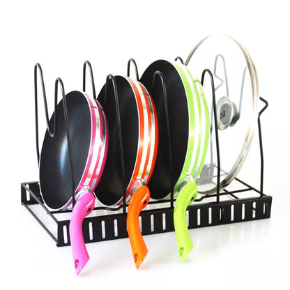 Adjustable metal pot shelf rack for kitchen storage with 5 tiers and no-drill installation