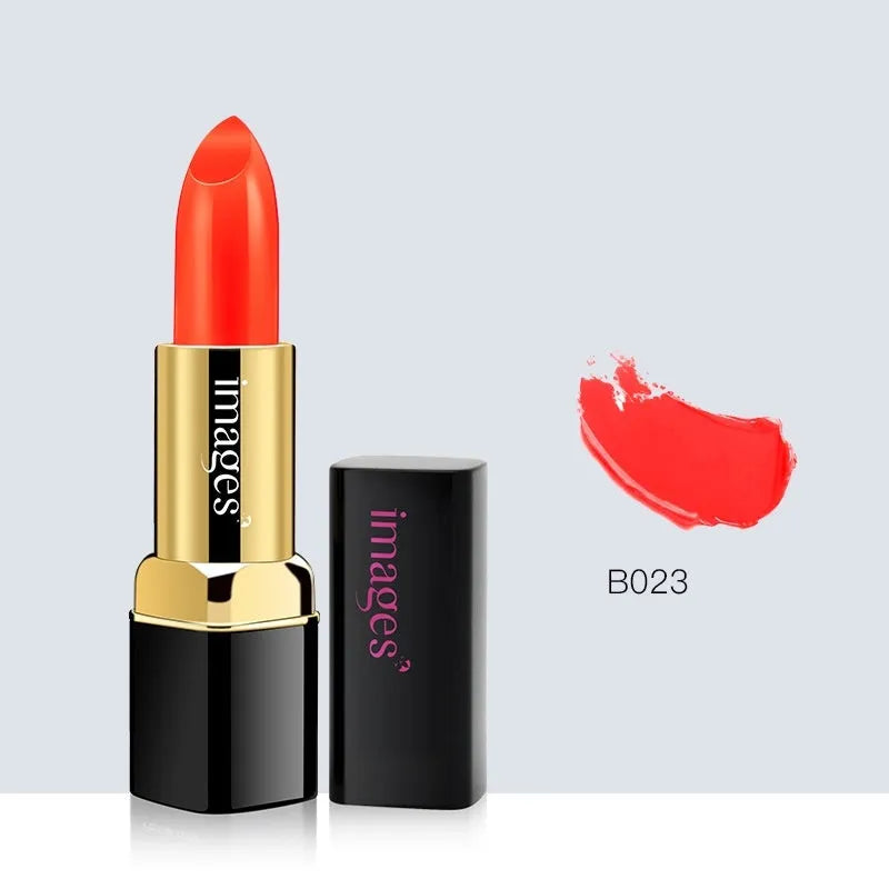 Moisturising lip gloss stick in a compact case, shown in shades like coral red and barbie pink.