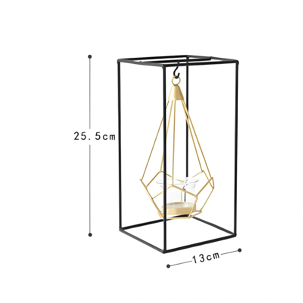 Geometric wrought iron candle holder in choice of 10 colours for home wall or table decoration
