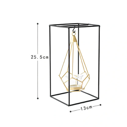 Geometric wrought iron candle holder in choice of 10 colours for home wall or table decoration