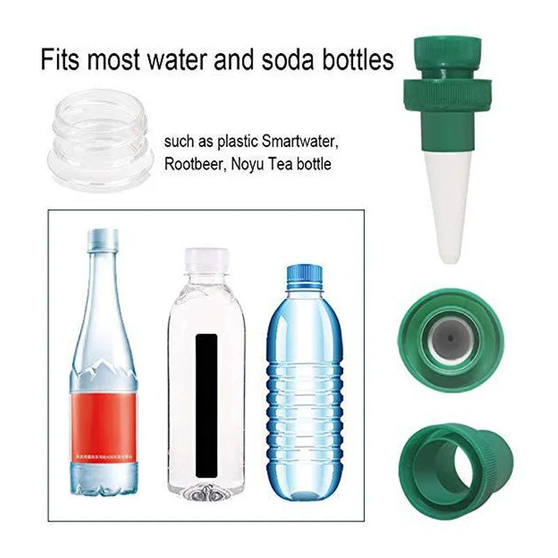Green ceramic automatic watering dripper device for garden irrigation with cola bottles