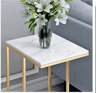 Modern small marble coffee table with metal frame in gold or black