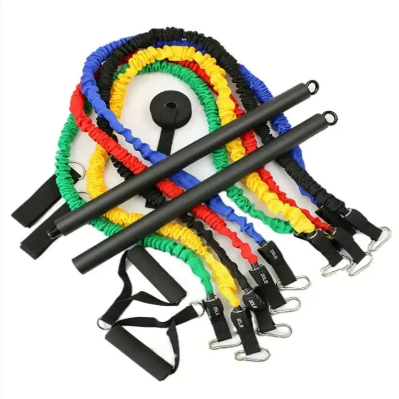 Pull rope resistance training stick with two-segment push-and-pull rod