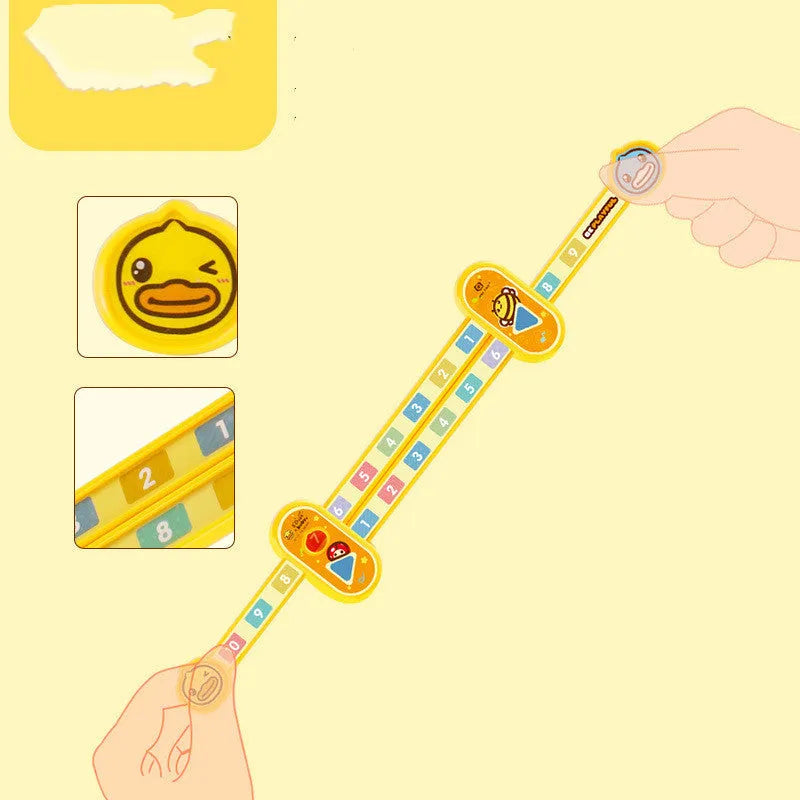 Yellow plastic children's digital decomposition ruler measuring 24.5cm for mathematics education