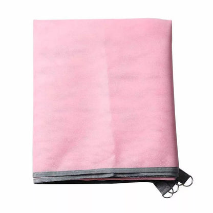 Sand-free beach mat in green, blue, or pink, made from durable PVC for easy cleanup