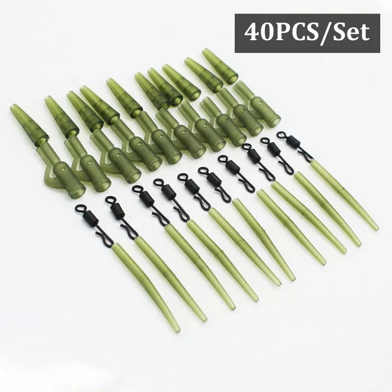 Grass green ABS alloy copper carp fishing gear accessories, 40-piece set