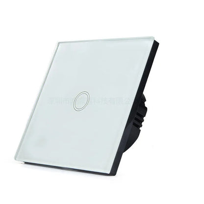 86 type glass touch light switch with tempered glass panel in black, golden or white finish