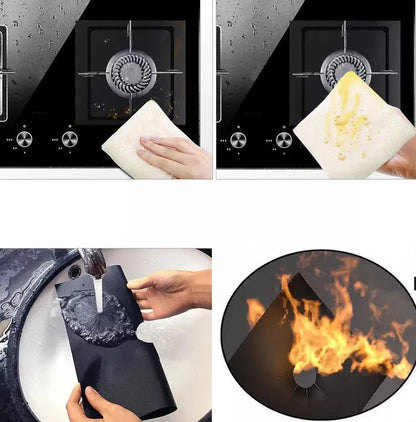 Gas Stove Protective Pad in black, silver, or beige, 27x27cm, high-temperature resistant
