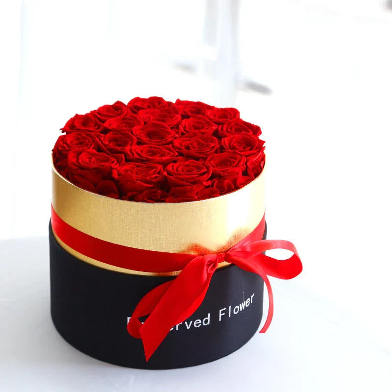 Everlasting rose bouquet in a luxury gift box, preserved real flowers that last for years without maintenance